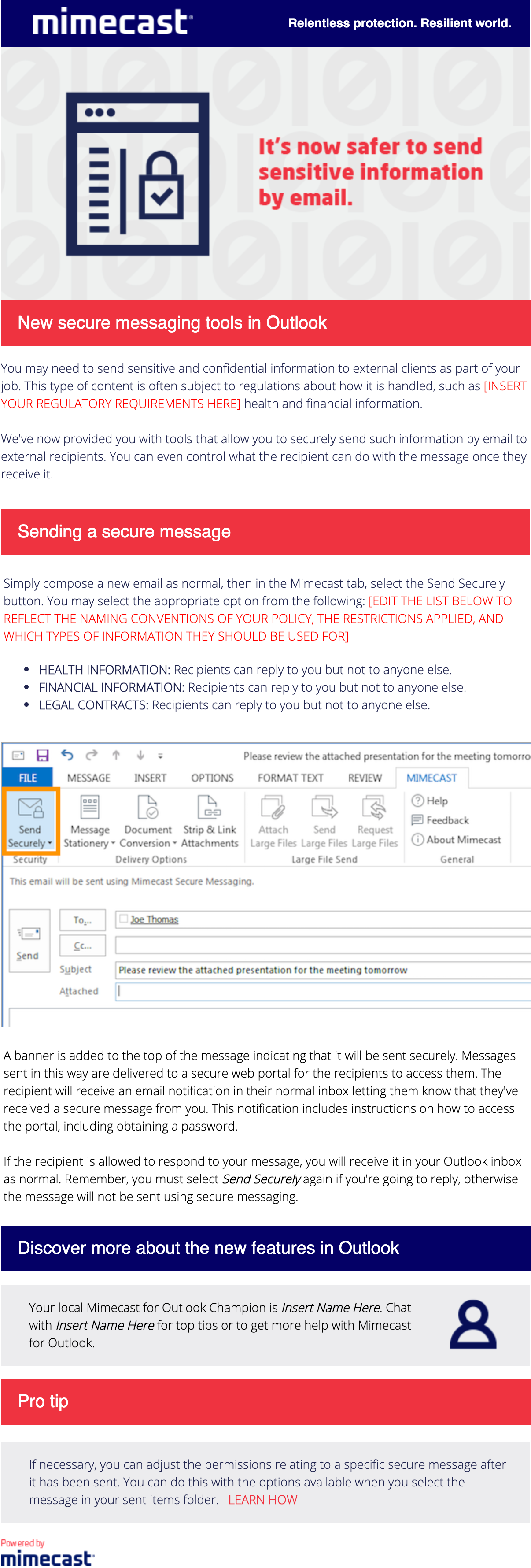 how to send a secure email in outlook mobile app