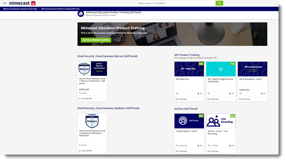 Mimecast Education - Accessing Self-Paced Training